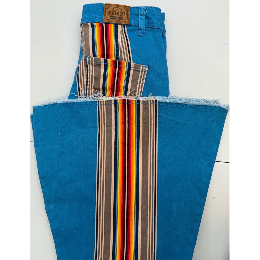 Ranch Dressn Serape Bell Bottom Jeans Western Flare Pants 6 - Picture 3 of 5